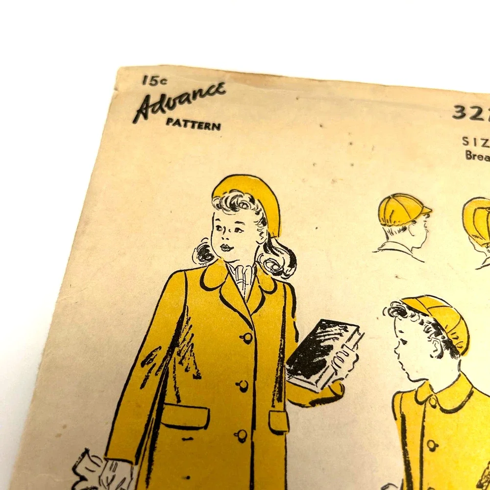 Advance Vintage 1940's #3213 Boys and Girls Coat‎ and Hats Size 6 HTF
